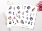 Preview: Watercolor Eulen Sticker Set